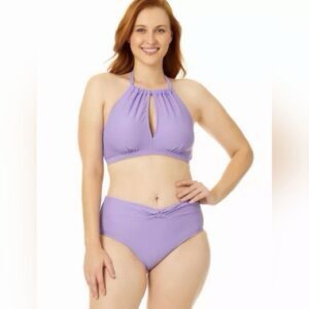 Time and Tru Lavender Halter High-Neck Bikini Set